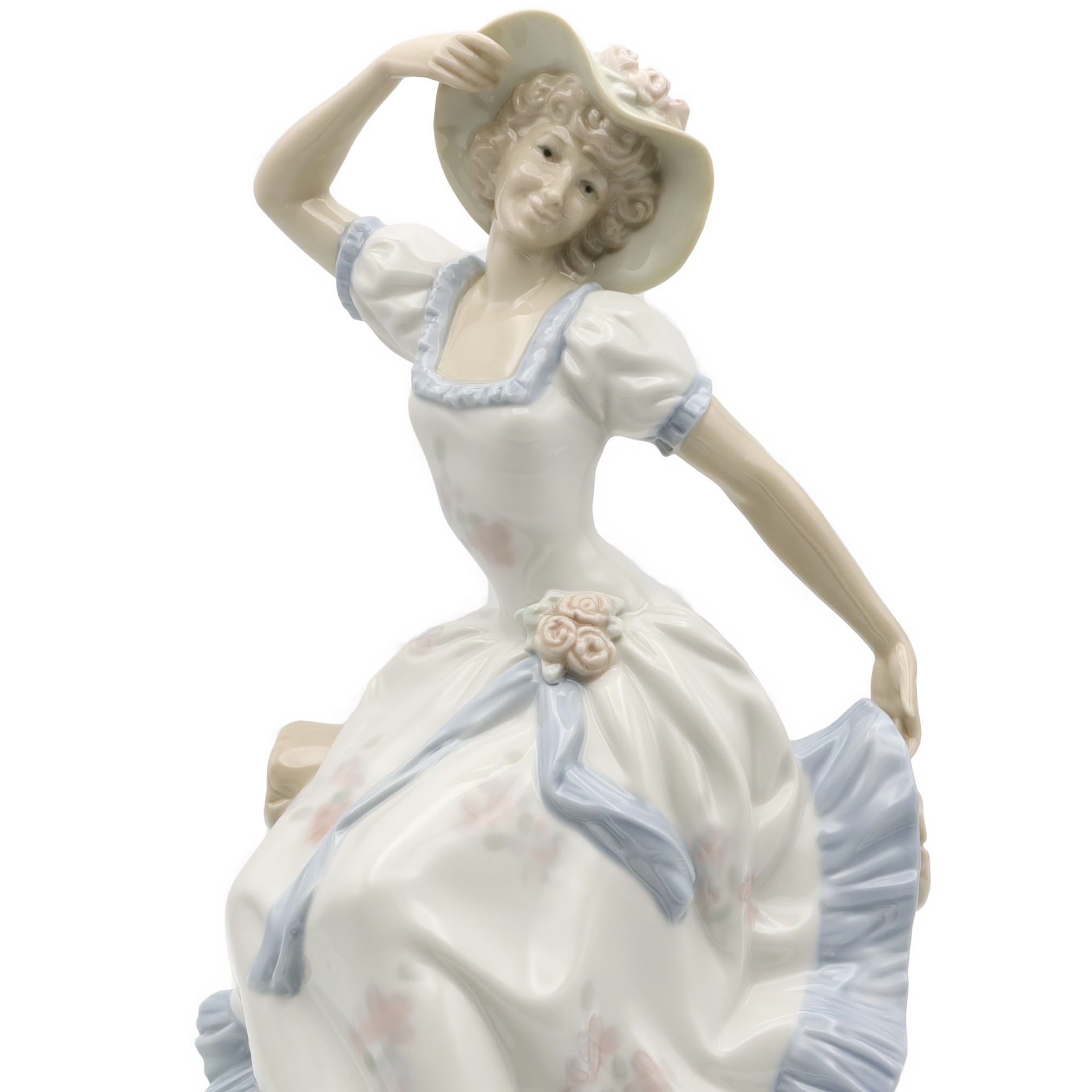 Lladro ZAPHIR Figurine, Springtime Serenade Lady In Blue, Elegant Woman Porcelain Hand Painted